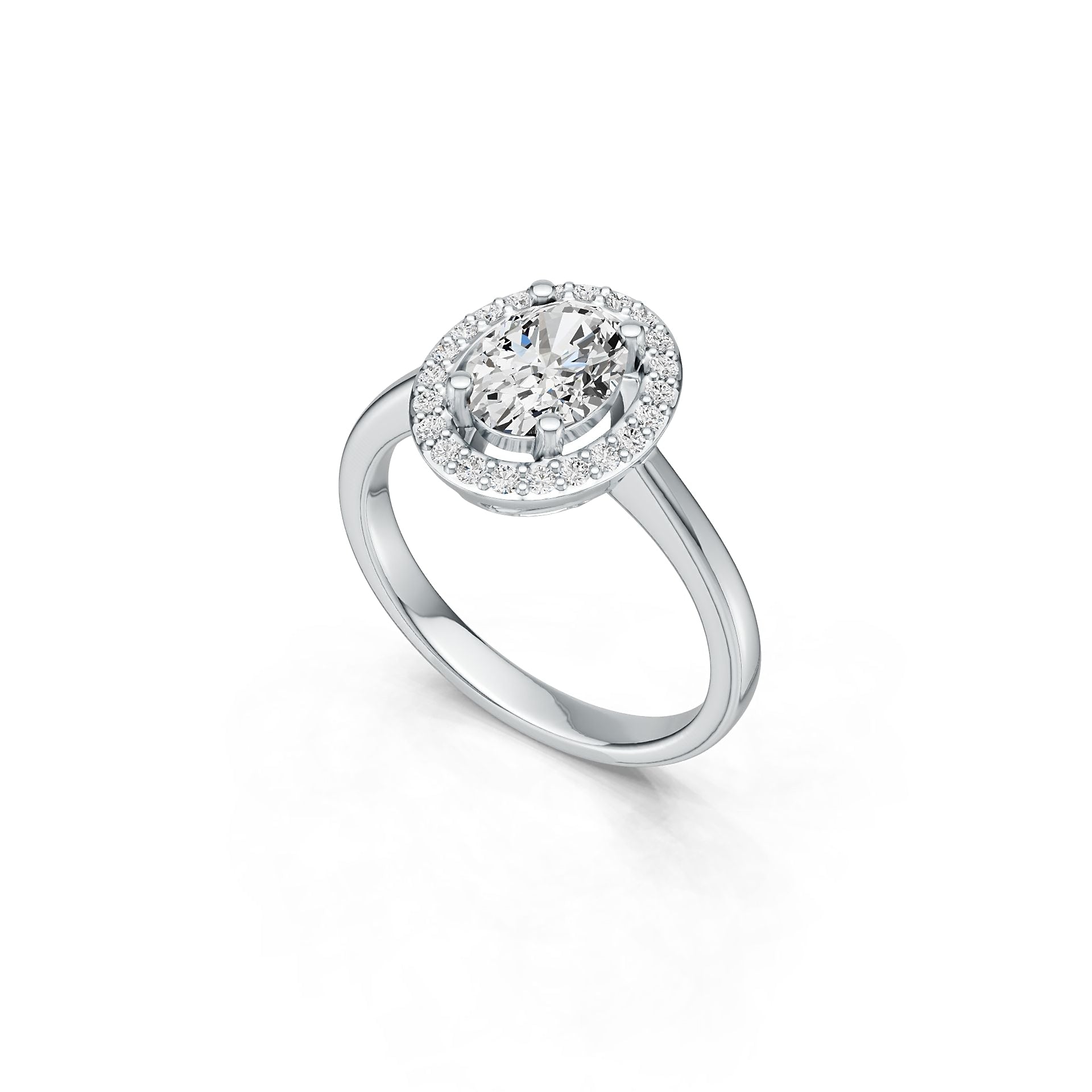 14K Gold Semi Mount Ring Setting Oval OV 8X6mm Halo Diamond Accent DHJ