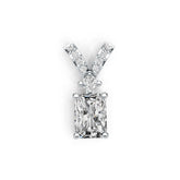 Platinum Semi Mount Pendant Setting Emerald OCT 7X5mm Diamond Accent DHJ