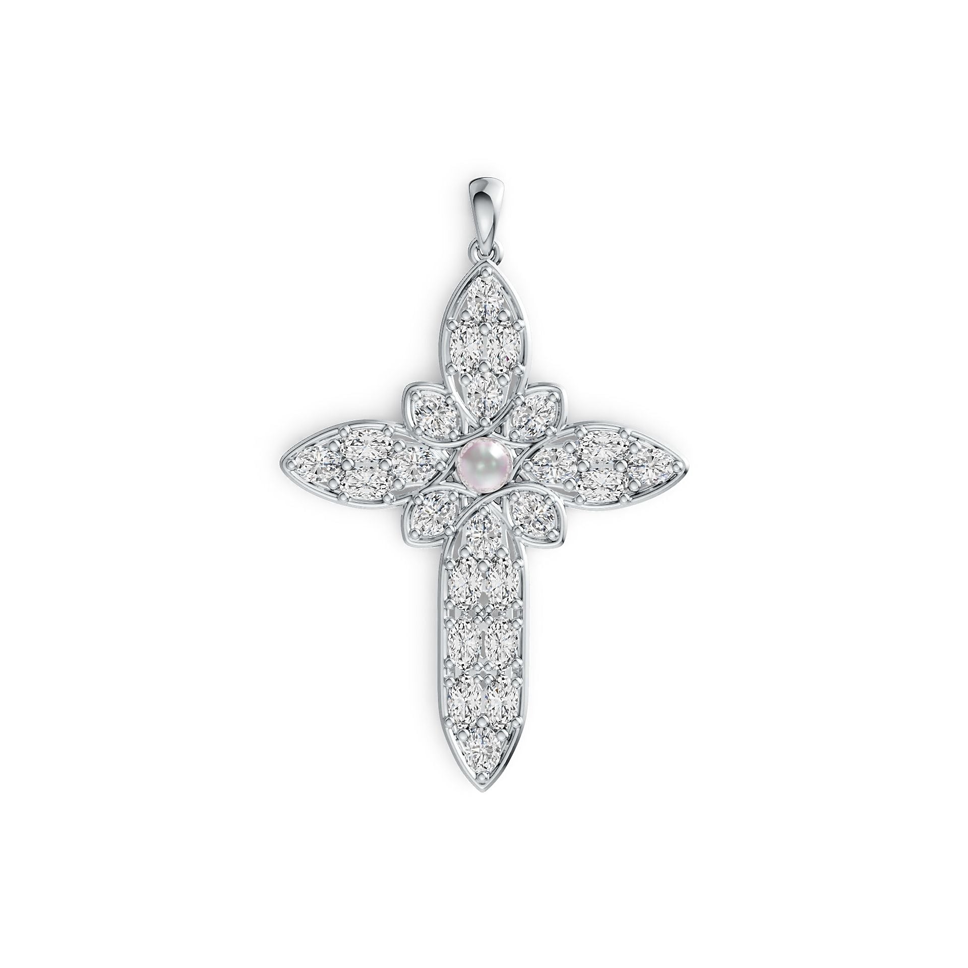 Sterling Silver Semi Mount Pendant Setting Oval OV 5X3mm OV 4X3mm RD 5X5mm Cross Theme DHJ