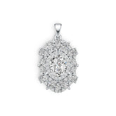 Platinum Semi Mount Pendant Setting Oval OV 10X8mm Diamond Accent DHJ