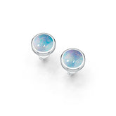 Platinum Semi Mount Earrings Setting Round RD 8x8mm Cabochon Stud DHJ
