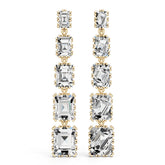 18K Gold Semi Mount Earrings Setting Princess Pr 5x8mm Diamond Accent Syz Jewelry