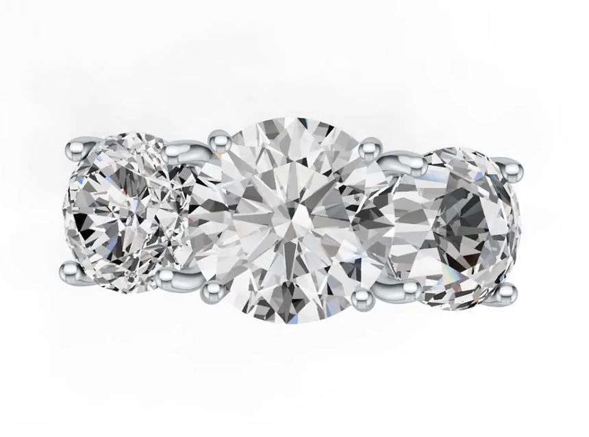 Sterling Silver Semi Mount Ring Setting Round RD 10x10mm OV 8x8mm 3 Stone Ring DHJ