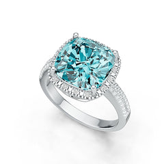 14K Gold Semi Mount Ring Setting Cushion CU 12X12mm Halo Diamond Accent DHJ