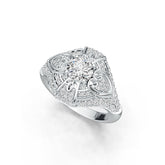 14K Gold Semi Mount Ring Setting Round RD 7X7mm with White Topaz Diamond Accent DHJ