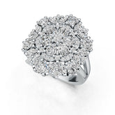 10K Gold Ring with or Moissanite Cluster Cocktail Flower Theme Moissanite Accent DHJ
