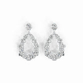 14K Gold Semi Mount Earrings Setting Oval OV 9X7mm PE 6X4mm Diamond Accent DHJ
