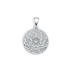 14K Gold Pendant Starburst Celtic Knot Compass Theme Diamond Accent DHJ