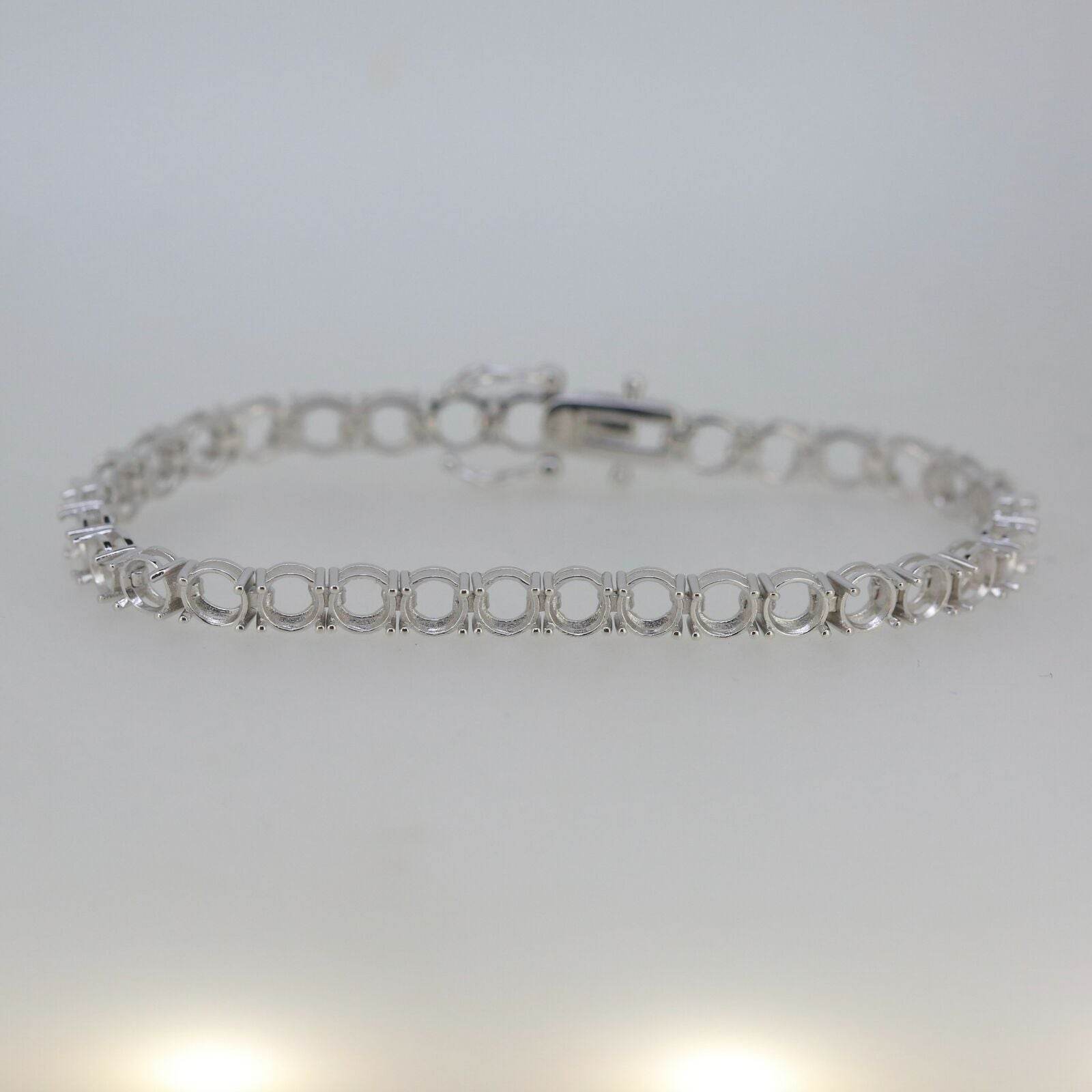 18K Gold Semi Mount Tennis Bracelet Setting Round RD 5x5mm Syzjewelry