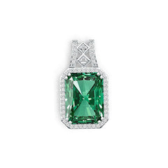 Sterling Silver Semi Mount Pendant Setting Emerald OCT 16x12mm DHJ