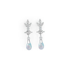 18K Gold Semi Mount Earrings Setting Pear PE 8X5mm SQ 4X4mm DHJ
