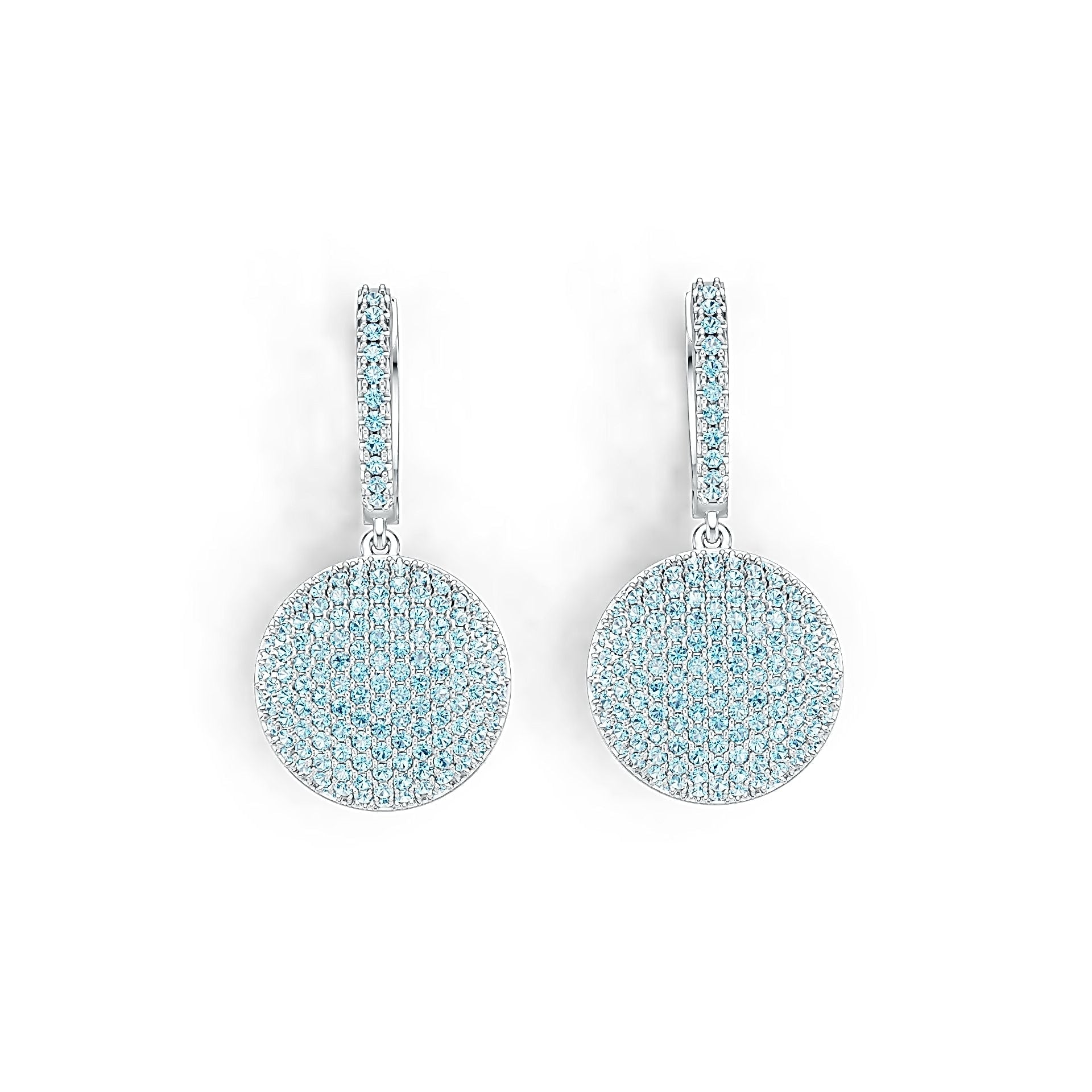 18K Gold Earrings Cluster Round-Shaped with or Moissanite Diamond Accent DHJ