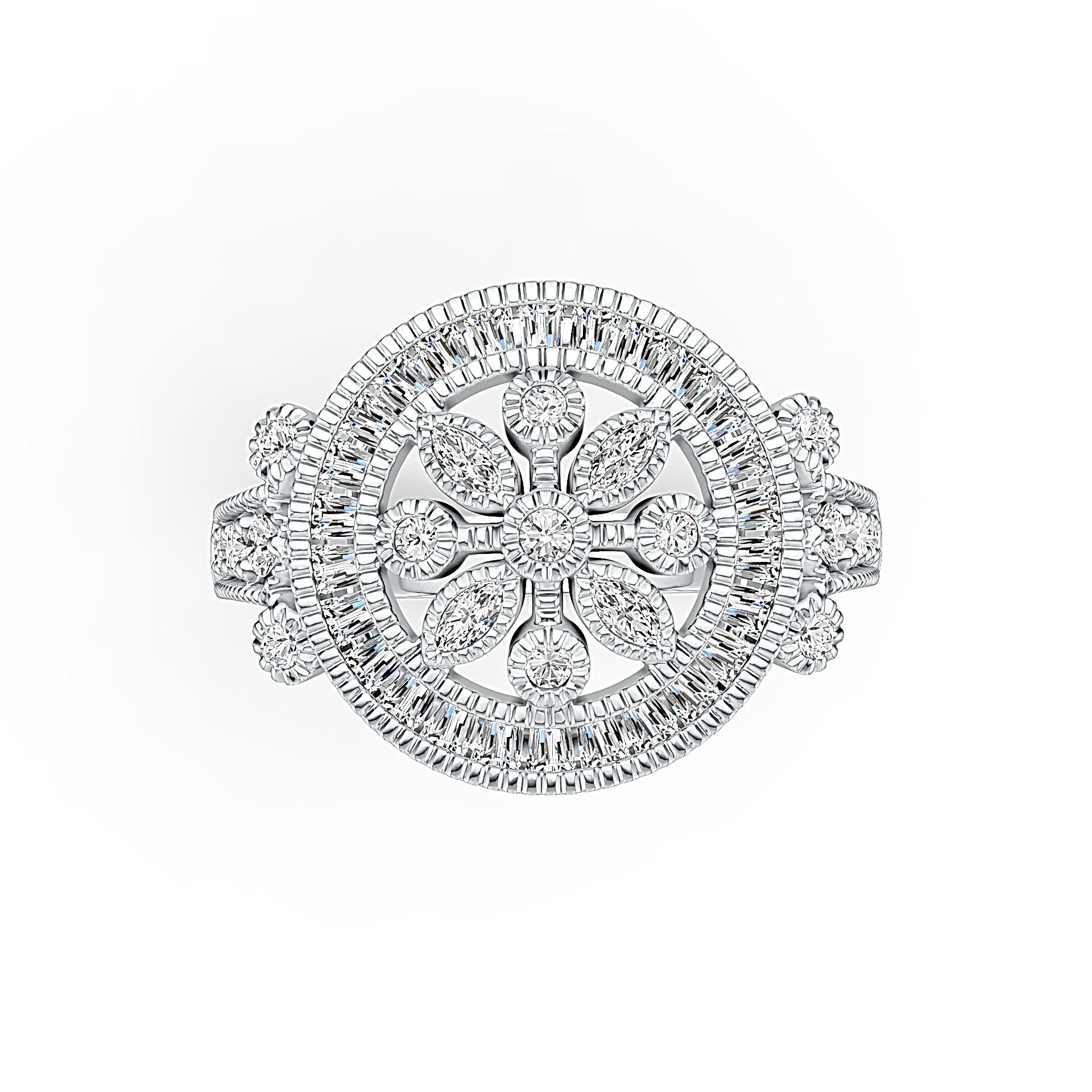 Sterling Silver Cluster Cocktail Ring with White Topaz or Moissanite DHJ