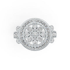 Sterling Silver Cluster Cocktail Ring with White Topaz or Moissanite DHJ