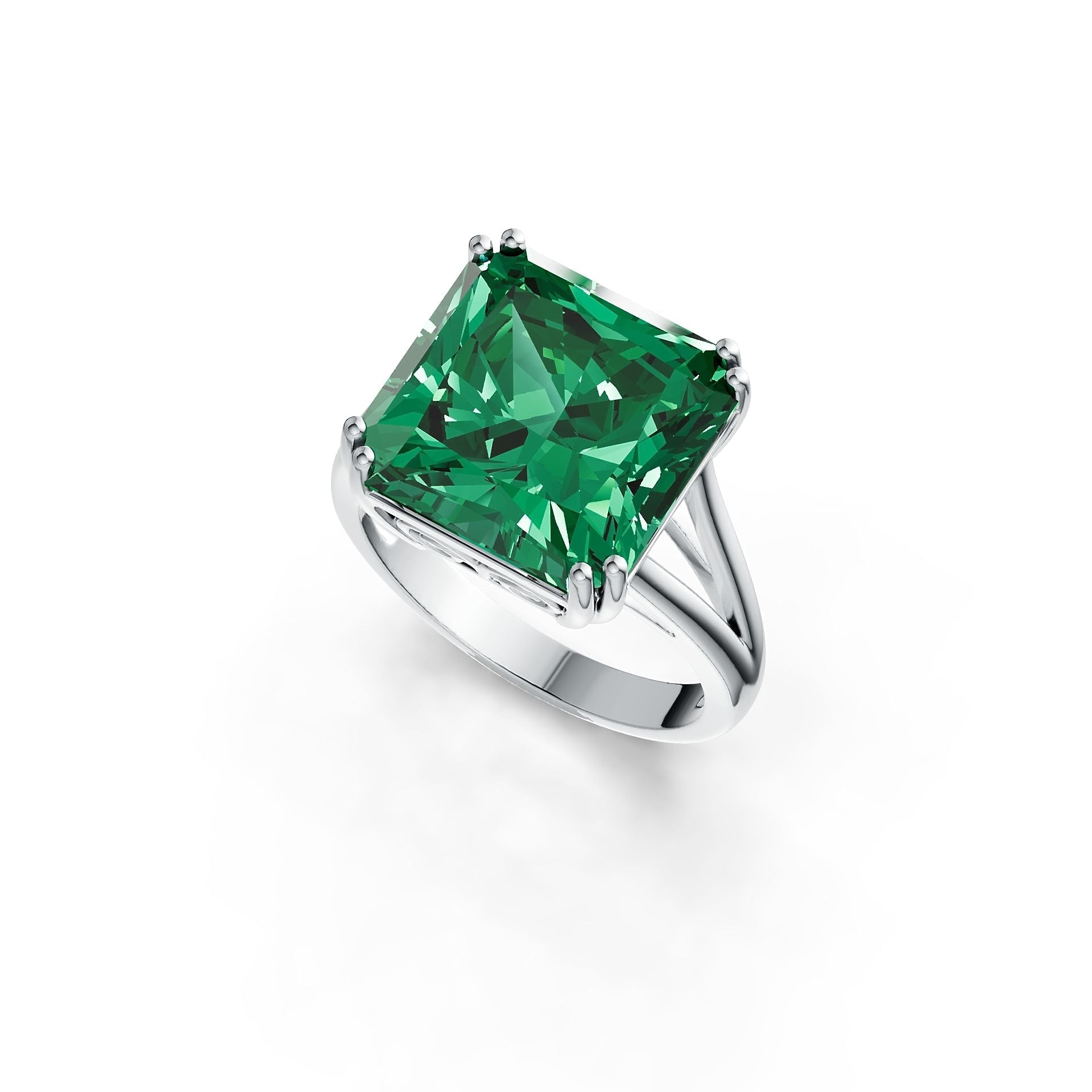 18K Gold Semi Mount Ring Setting Emerald OCT 14X14mm Solitaire DHJ