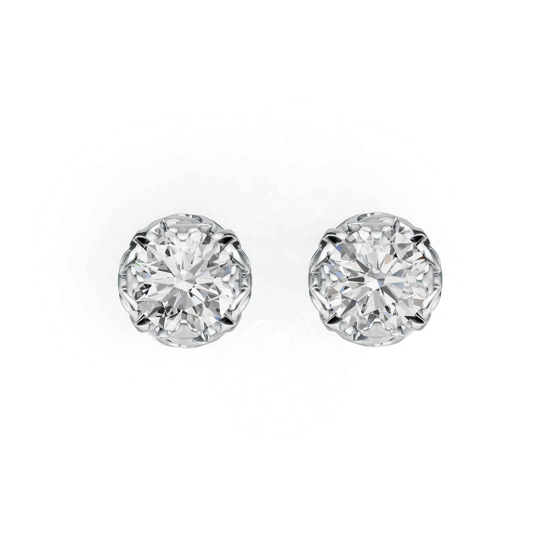 Sterling Silver Semi Mount Earrings Setting Round RD 6x6mm DHJ