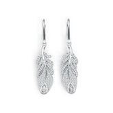 18K Gold Semi Mount Earrings Setting Pear PE 5X3mm Feather Theme Diamond Accent DHJ