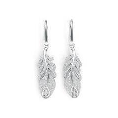 18K Gold Semi Mount Earrings Setting Pear PE 5X3mm Feather Theme Diamond Accent DHJ