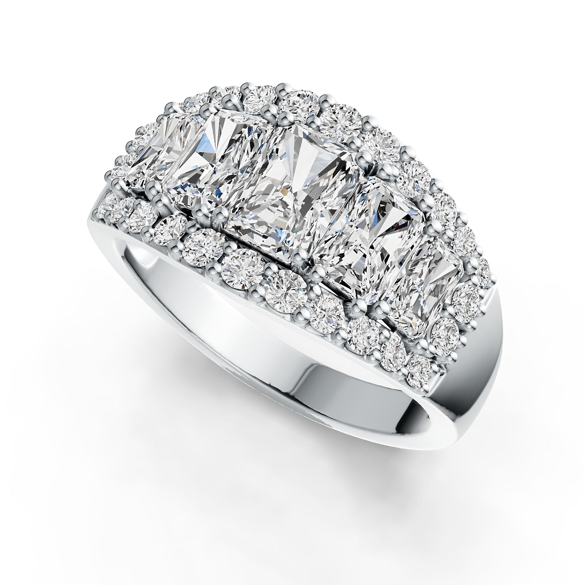 10K Gold Semi Mount Ring Setting Emerald OCT 7X5mm OCT 6X4mm OCT 5X3mm Moissanite Accent DHJ