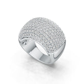 14K Gold Dome Pave Ring with or Moissanite Diamond Accent DHJ