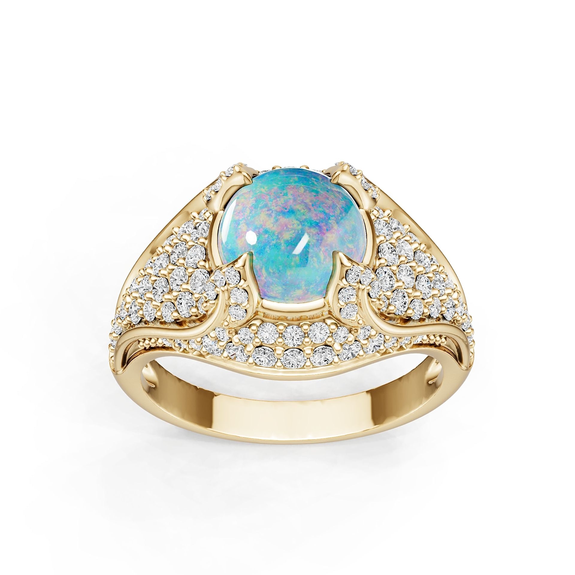 10K Gold Semi Mount Ring Setting Round Ro 5x8mm Moissanite Accent Syz Jewelry