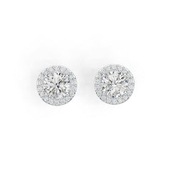 Sterling Silver Semi Mount Earrings Setting Round RD 6x6mm Halo Stud DHJ