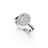 Platinum Semi Mount Ring Setting Oval OV 8X6mm Double Halo Diamond Accent DHJ