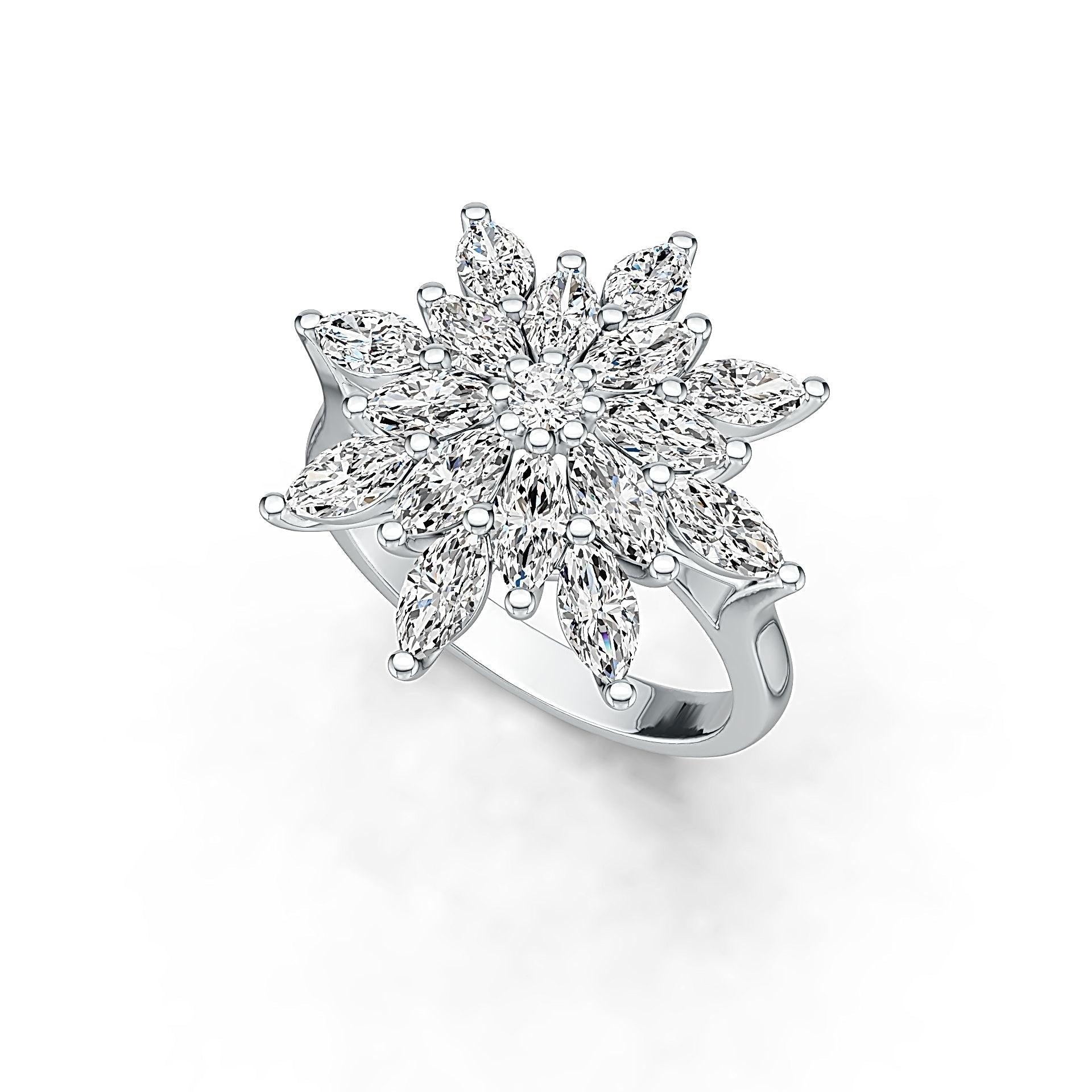 18K Gold Semi Mount Ring Setting Marquise MQ 6X3mm Diamond Accent DHJ