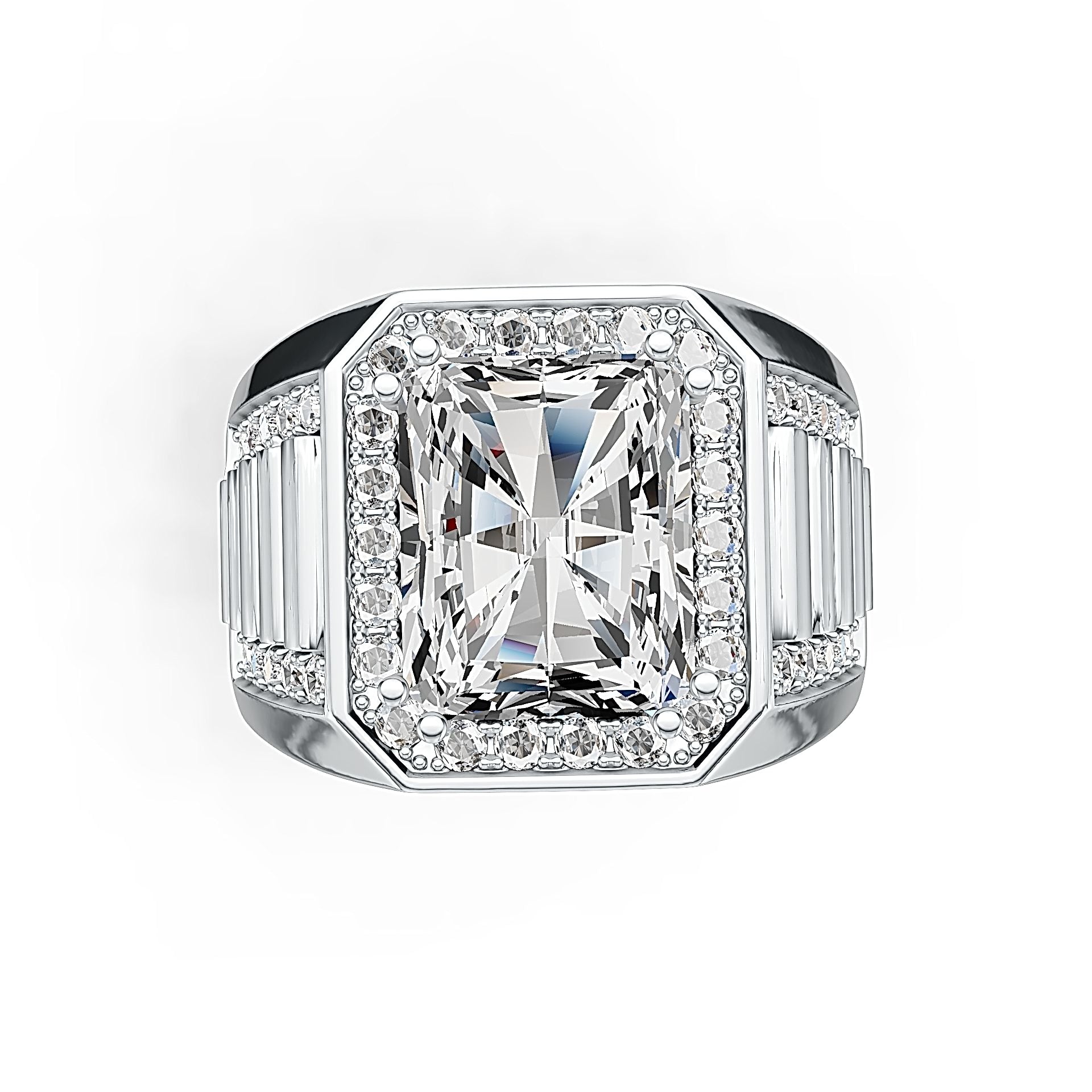 Sterling Silver Semi Mount Men's Ring Setting Emerald OCT 12x10mm Halo Syzjewelry