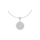 Platinum Semi Mount Pendant Setting Round RD 5x5mm with White Topaz Diamond Accent DHJ