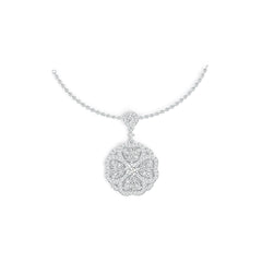 Platinum Semi Mount Pendant Setting Round RD 5x5mm with White Topaz Diamond Accent DHJ
