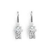 Sterling Silver Semi Mount Earrings Setting Emerald OCT 8x6mm Dangle Syzjewelry