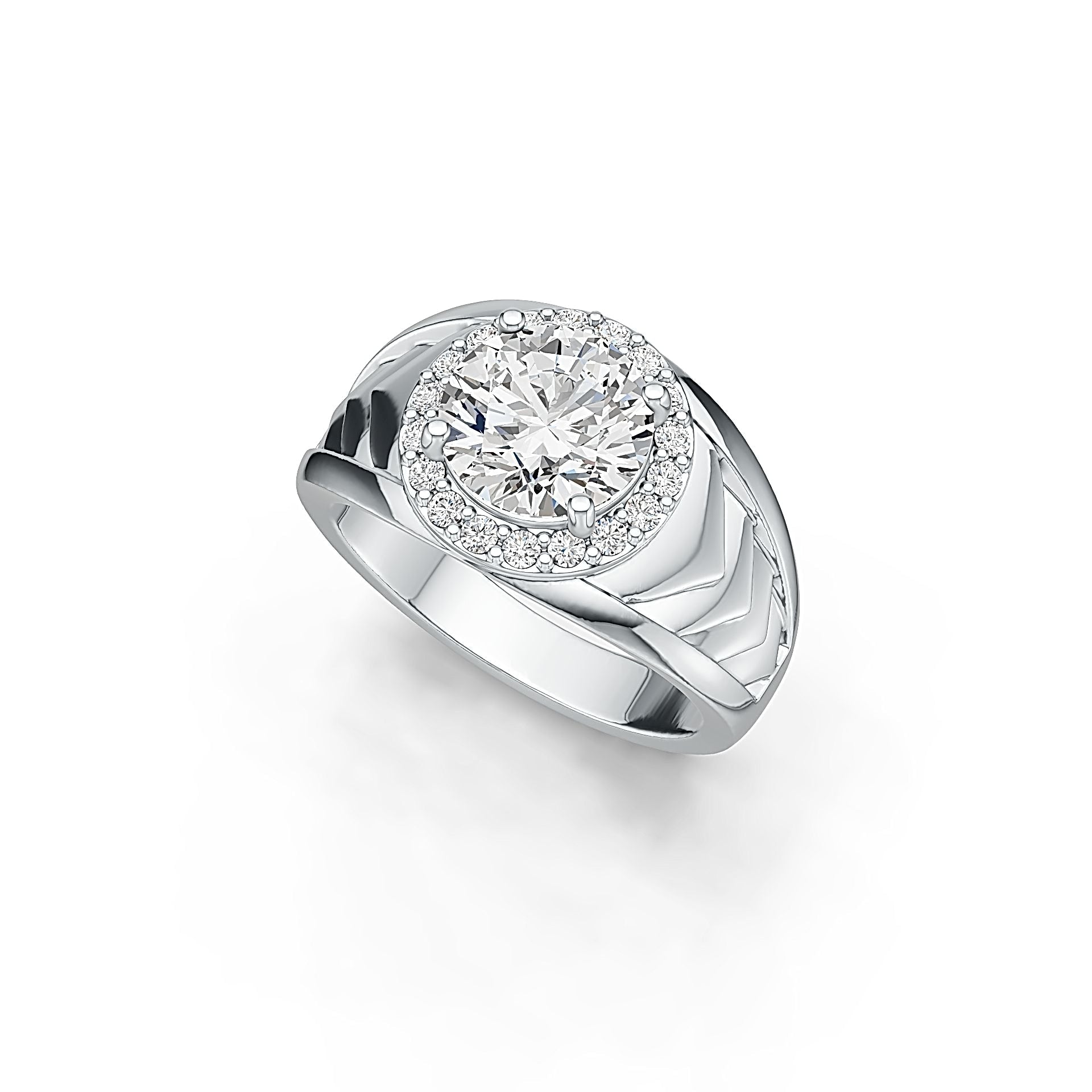 Platinum Semi Mount Ring Setting Round RD 8X8mm Halo Diamond Accent DHJ