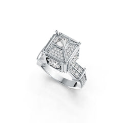 10K Gold Semi Mount Ring Setting Round RD 5x5mm SQ 4x4mm Moissanite Accent DHJ