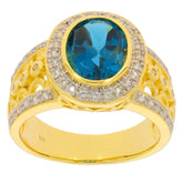 18K Gold Semi Mount Ring Setting Oval OV 10X8mm Halo Full Bezel Set Diamond Accent Syzjewelry