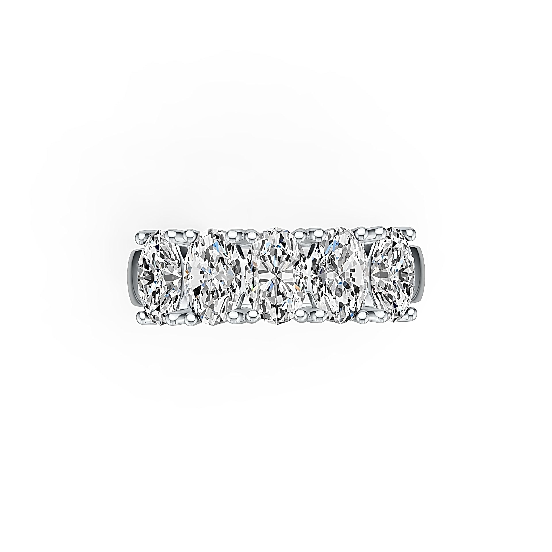 Sterling Silver Semi Mount Ring Setting Oval OV 6X4mm 5-Stone Ring DHJ