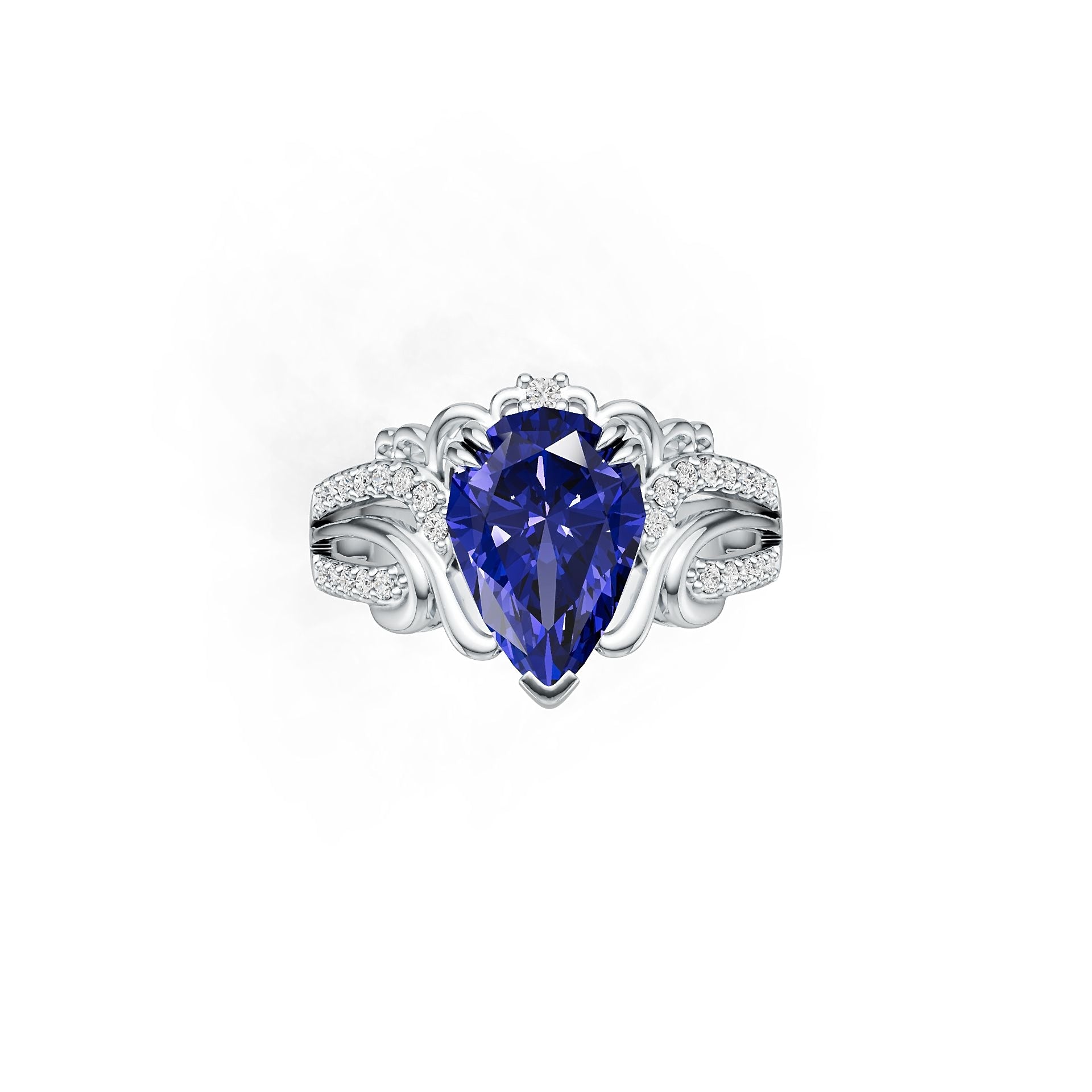 Sterling Silver Semi Mount Ring Setting Pear PE 12x8mm Syzjewelry