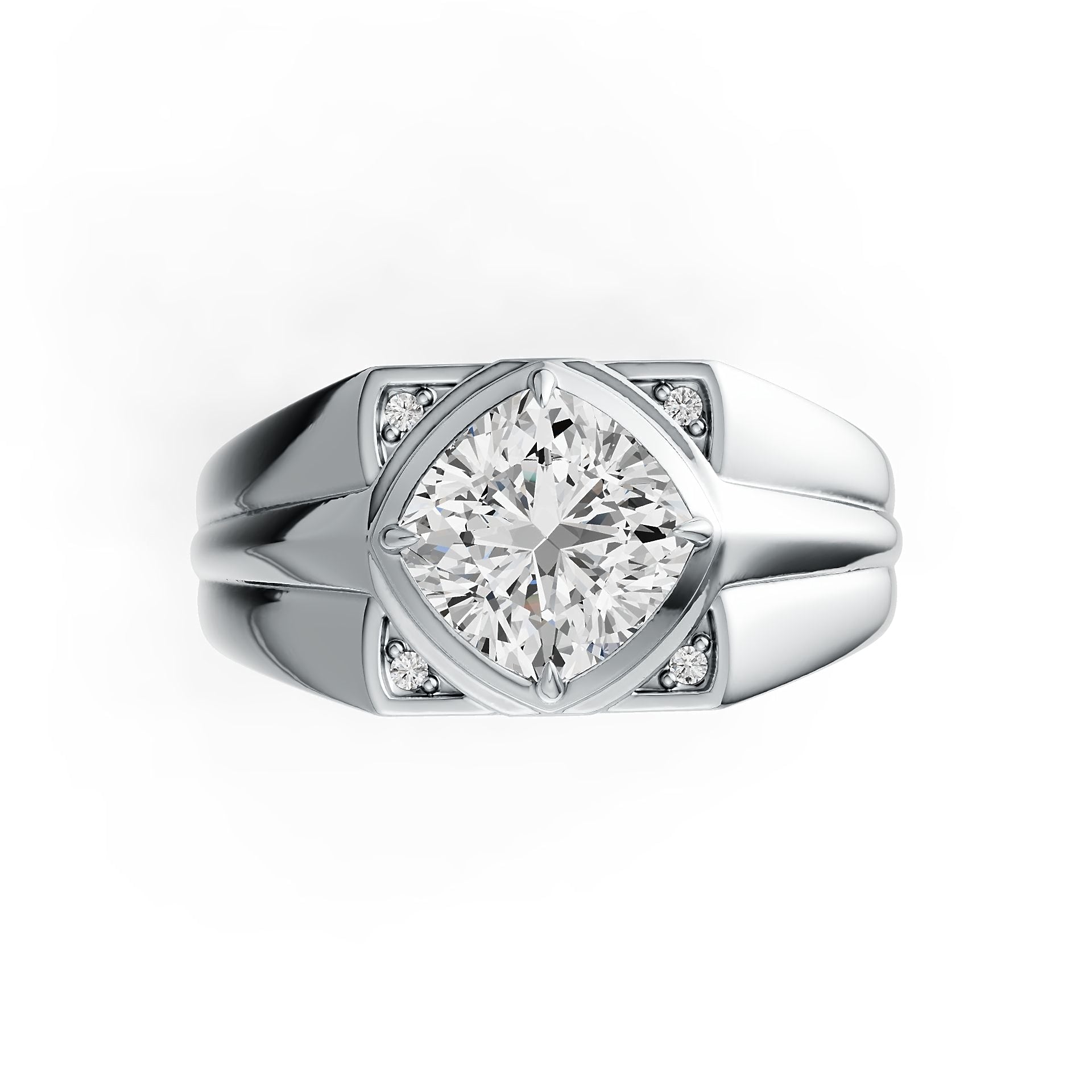 Men's Sterling Silver Semi Mount Ring Setting Cushion CU 8X8mm Bezel DHJ