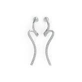 18K Gold Earrings with or Moissanite Wavy Swirl Theme Diamond Accent DHJ