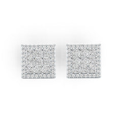 Sterling Silver Semi Mount Earrings Setting Princess SQ 3X3mm with White Topaz DHJ