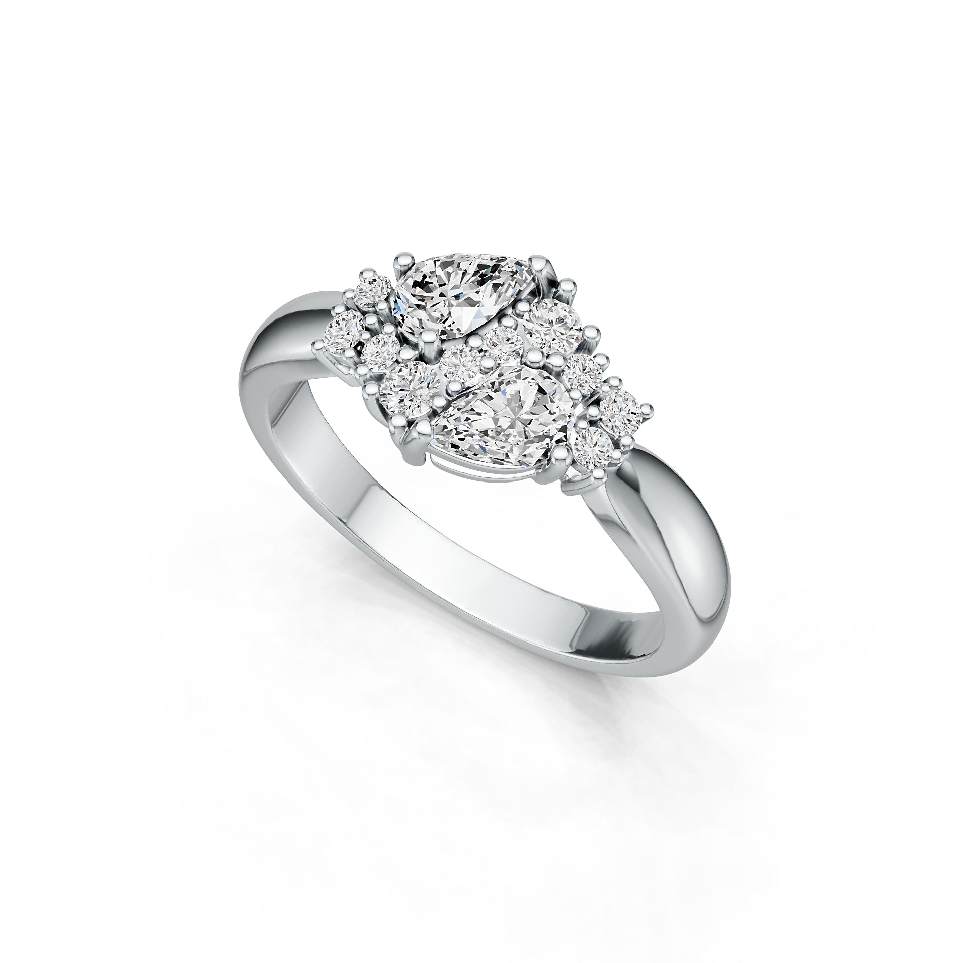 18K Gold Semi Mount Ring Setting Pear PE 6X4mm Diamond Accent DHJ