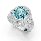 14K Gold Semi Mount Ring Setting Round RD 11x11mm White Topaz Diamond Accent DHJ