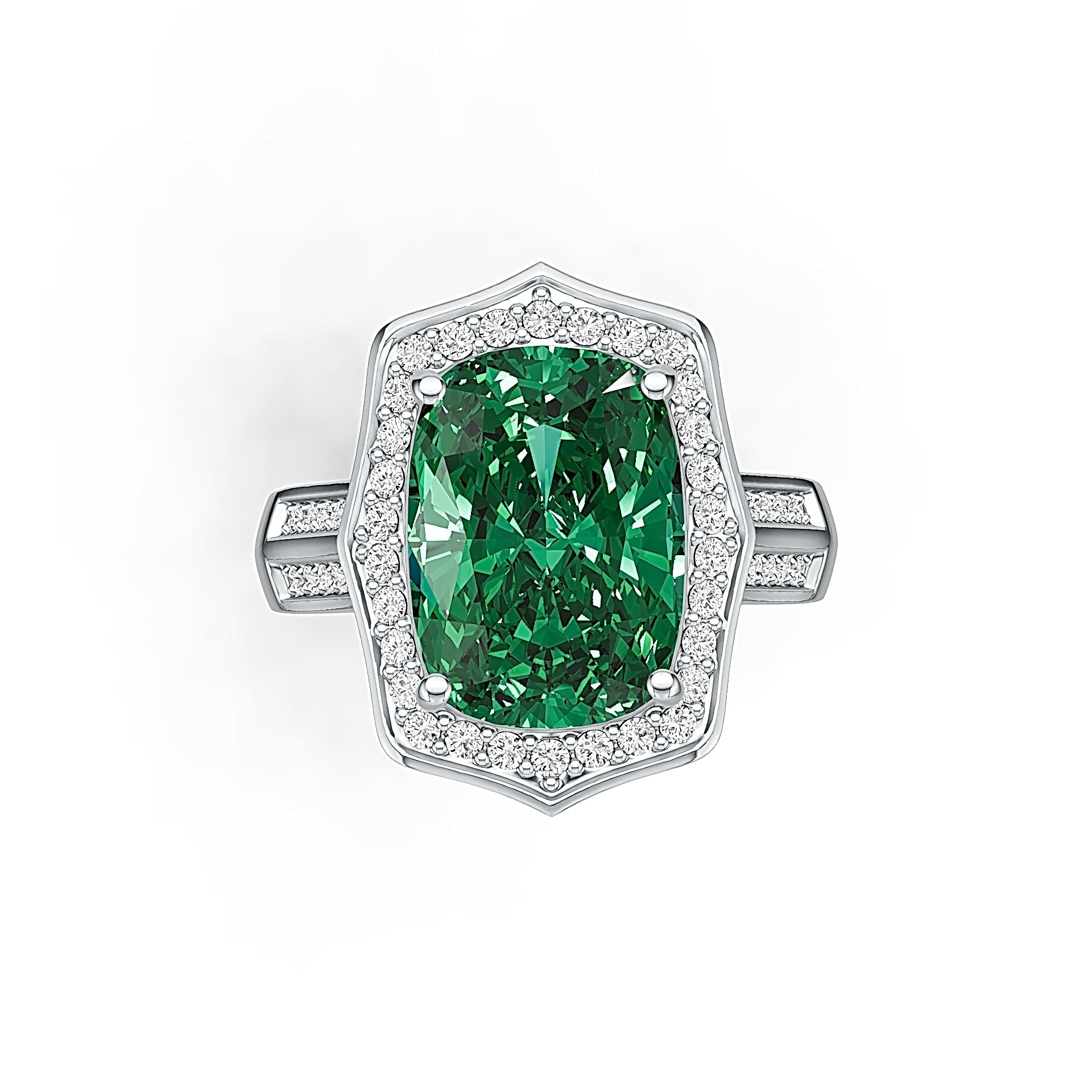 Sterling Silver Semi Mount Ring Setting Cushion CU 14X10mm Halo DHJ