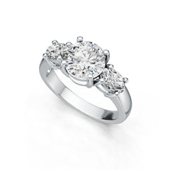 10K Gold Semi Mount Ring Setting Round RD 8x8mm OV 6x4mm 3-Stone Ring DHJ