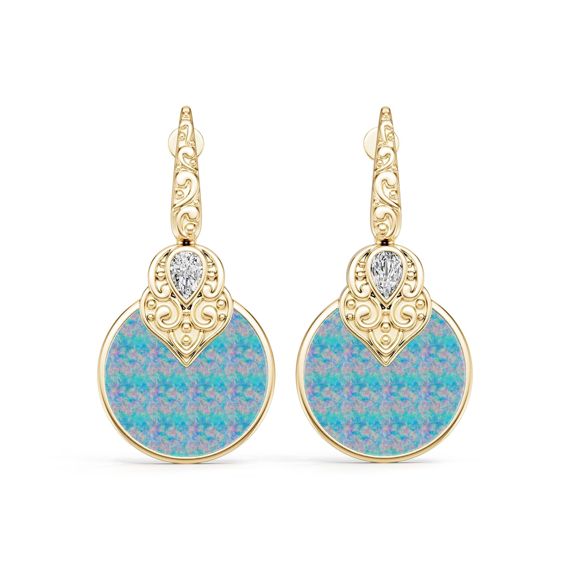 18K Gold Semi Mount Earrings Setting Round Ro 6x6mm Syz Jewelry