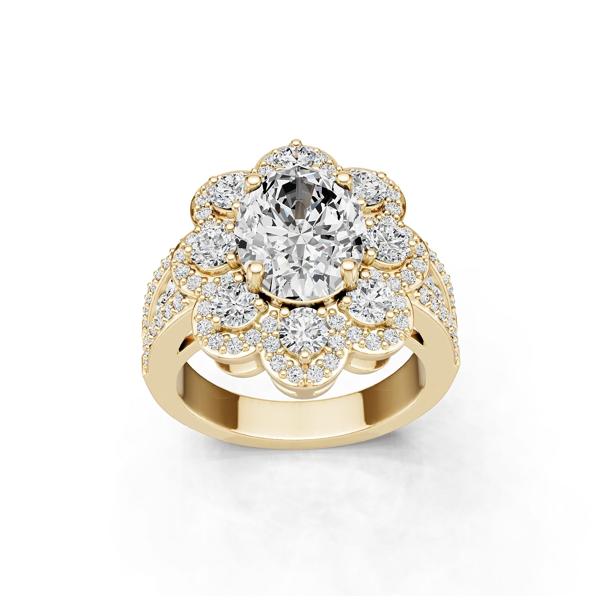 10K Gold Semi Mount Ring Setting Oval Ov 10x8mm Moissanite Accent Syz Jewelry