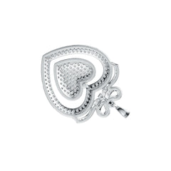 Sterling Silver Pendant Heart with Bow Theme with White Topaz or Moissanite - Syzjewelry