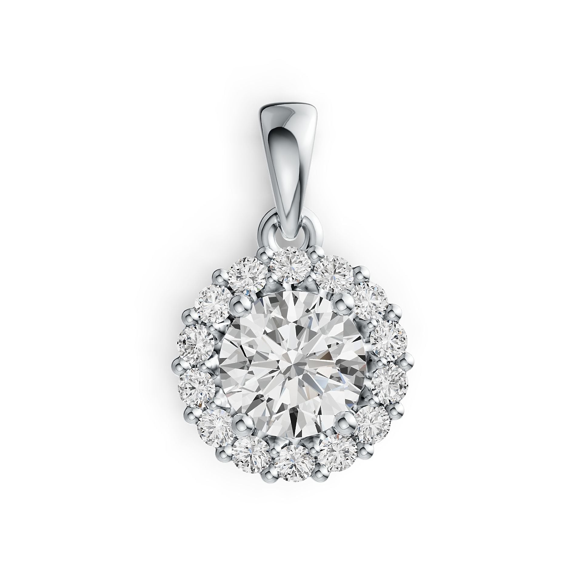 Sterling Silver Semi Mount Pendant Setting Round RD 7x7mm Halo DHJ