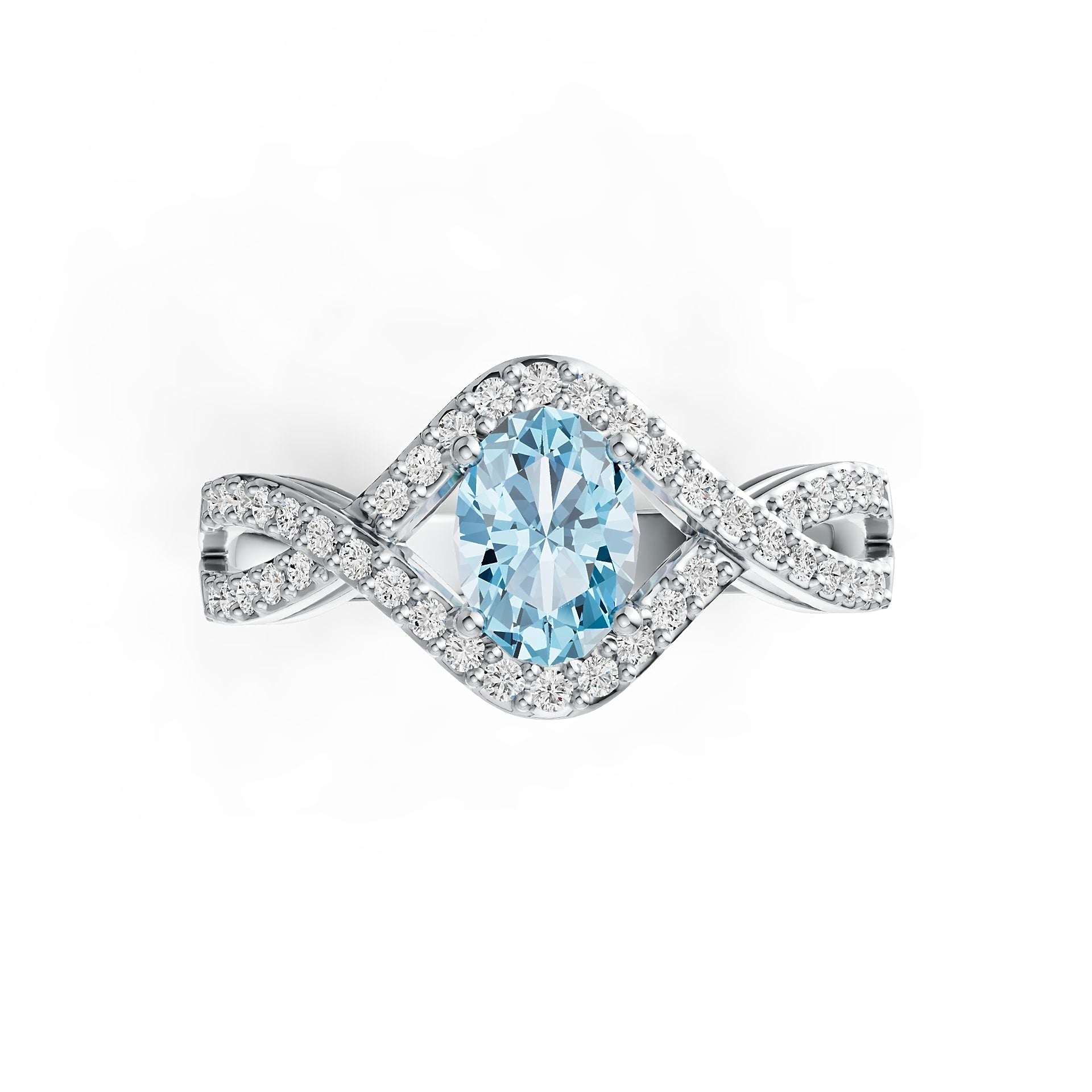 Sterling Silver Semi Mount Ring Setting Oval OV 7X5mm with White Topaz Syzjewelry