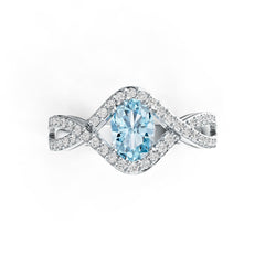 Sterling Silver Semi Mount Ring Setting Oval OV 7X5mm with White Topaz Syzjewelry